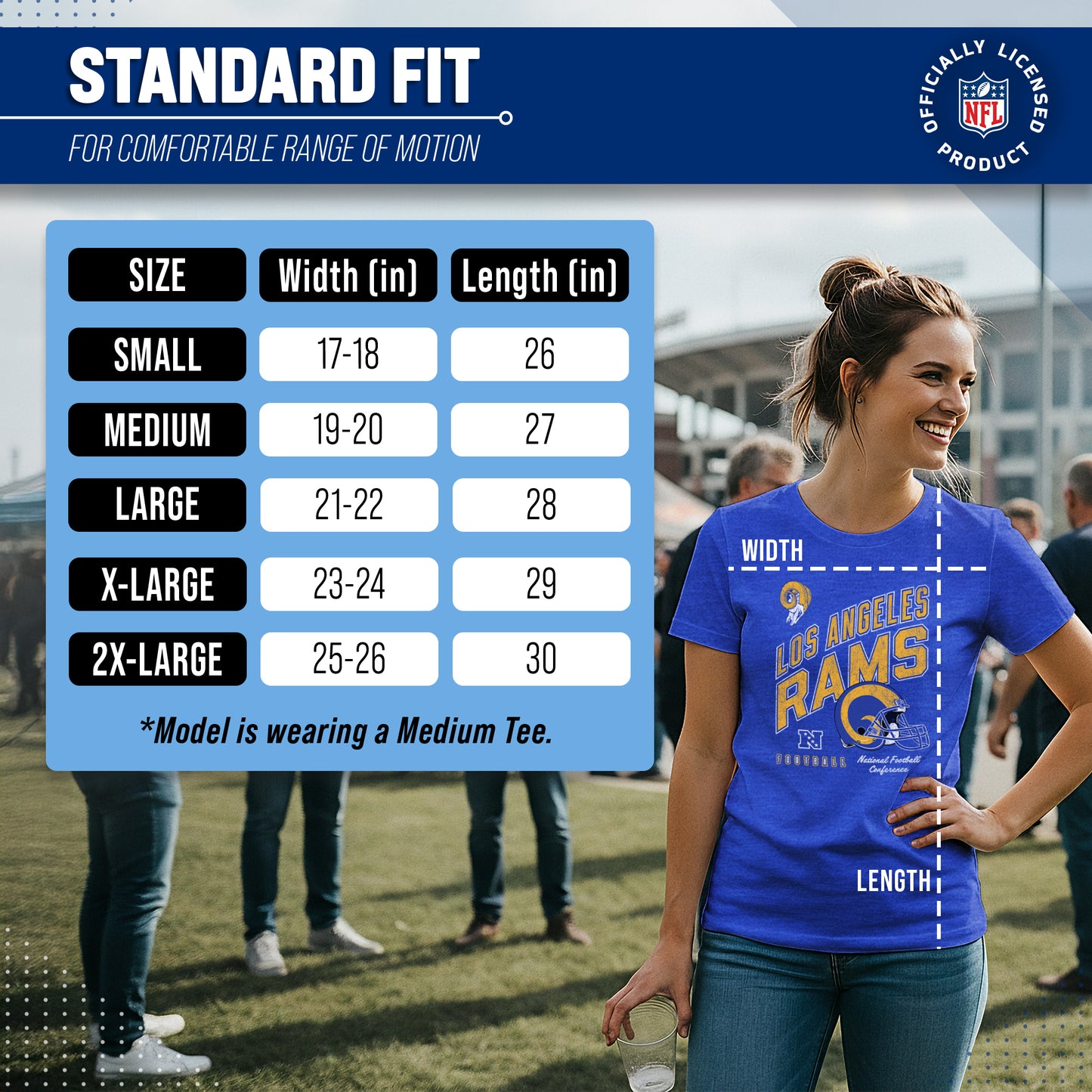 Los Angeles Rams NFL Womens Distressed Helmet Tag-Less Soft T-Shirt - Royal Heather