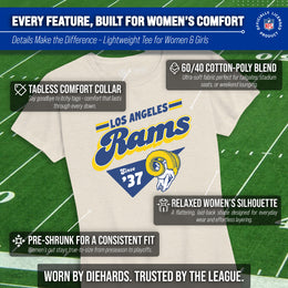 Los Angeles Rams NFL Womens Vintage Charm Tag-Less Soft T-Shirt - Birch