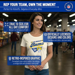 Los Angeles Rams NFL Womens Vintage Charm Tag-Less Soft T-Shirt - Birch