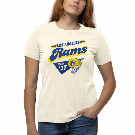 Los Angeles Rams NFL Womens Vintage Charm Tag-Less Soft T-Shirt - Birch