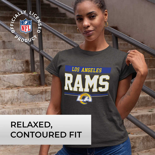 Los Angeles Rams NFL Women's Team Block Charcoal Tagless T-Shirt - Charcoal