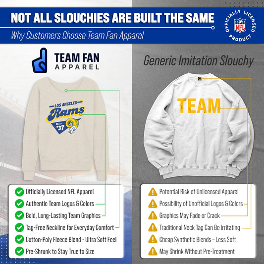 Los Angeles Rams NFL Womens Vintage Charm Slouchy Crewneck - Birch