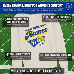Los Angeles Rams NFL Womens Vintage Charm Slouchy Crewneck - Birch