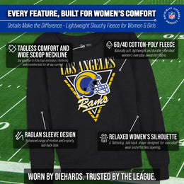 Los Angeles Rams NFL Womens Retro Triangle Slouchy Crewneck - Heather Charcoal