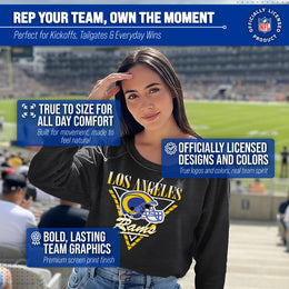 Los Angeles Rams NFL Womens Retro Triangle Slouchy Crewneck - Heather Charcoal