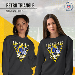Los Angeles Rams NFL Womens Retro Triangle Slouchy Crewneck - Heather Charcoal