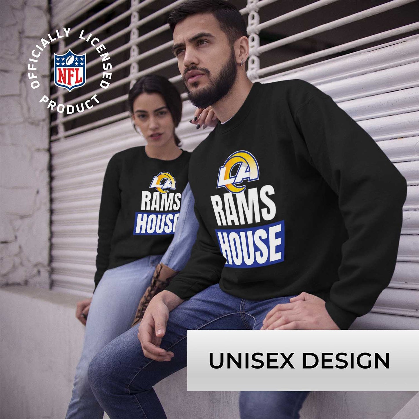 Los Angeles Rams NFL Adult Slogan Crewneck Sweatshirt - Black