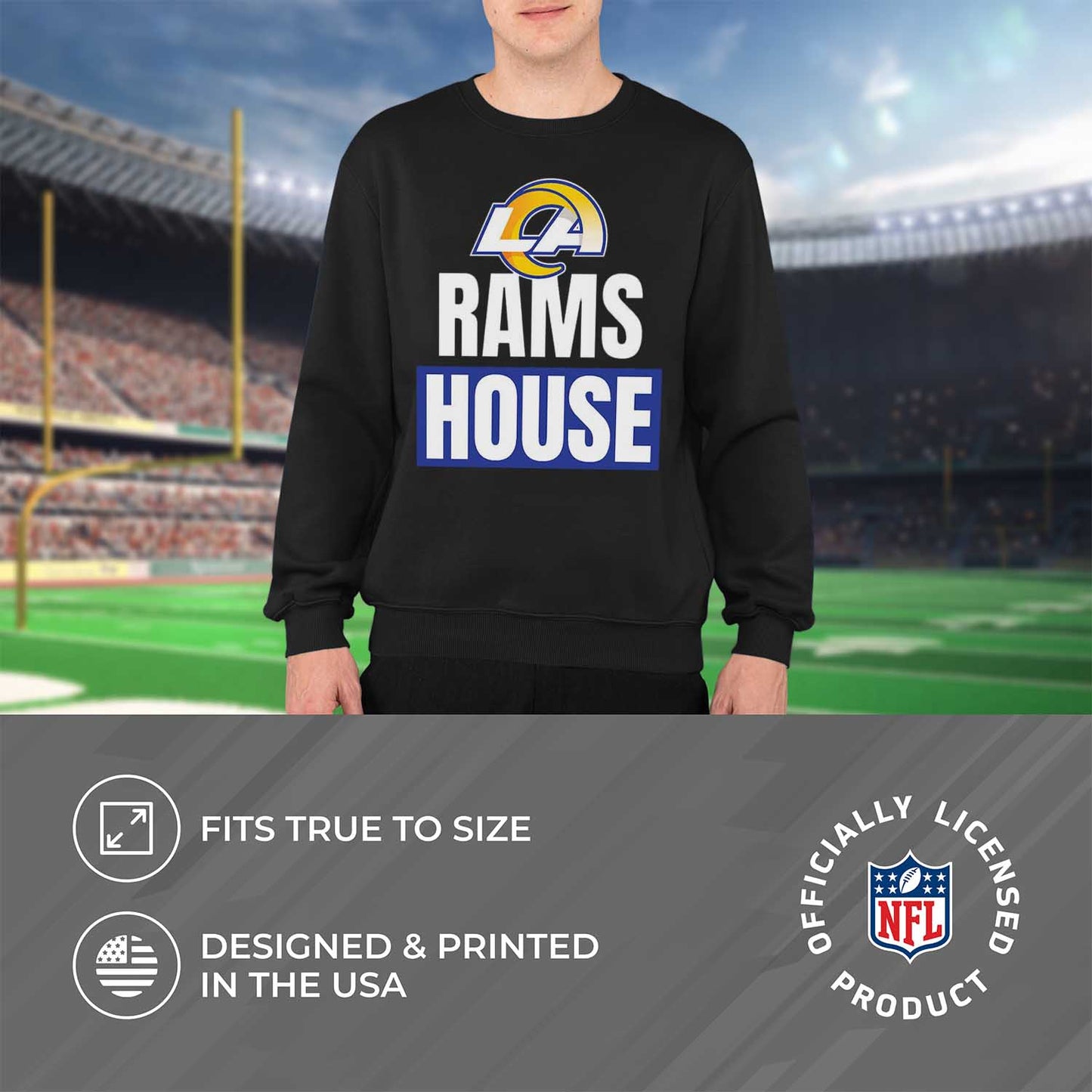 Los Angeles Rams NFL Adult Slogan Crewneck Sweatshirt - Black