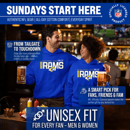 Los Angeles Rams NFL Adult Unisex Modern Endzone Soft Fleece Hooded Sweatshirt - Royal