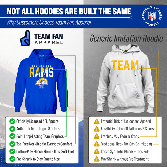 Los Angeles Rams Adult NFL Diagonal Fade Fleece Hooded Sweatshirt - Royal