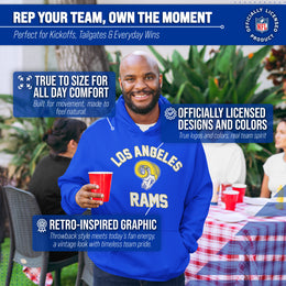 Los Angeles Rams NFL Adult Unisex Retro Gameday Ultra Soft Fleece Hooded Sweatshirt - Royal