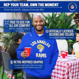 Los Angeles Rams NFL Adult Unisex Retro Gameday Ultra Soft Fleece Hooded Sweatshirt - Royal