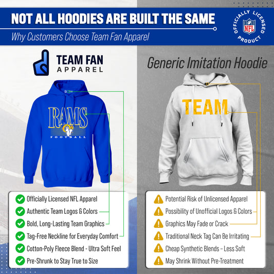Los Angeles Rams NFL Adult Unisex Overtime Blueprint Soft Fleece Hooded Sweatshirt - Royal