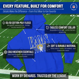 Los Angeles Rams NFL Adult Unisex Overtime Blueprint Soft Fleece Hooded Sweatshirt - Royal