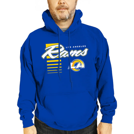 Los Angeles Rams NFL Adult Unisex Retro Script Ultra Soft Fleece Hooded Sweatshirt - Royal