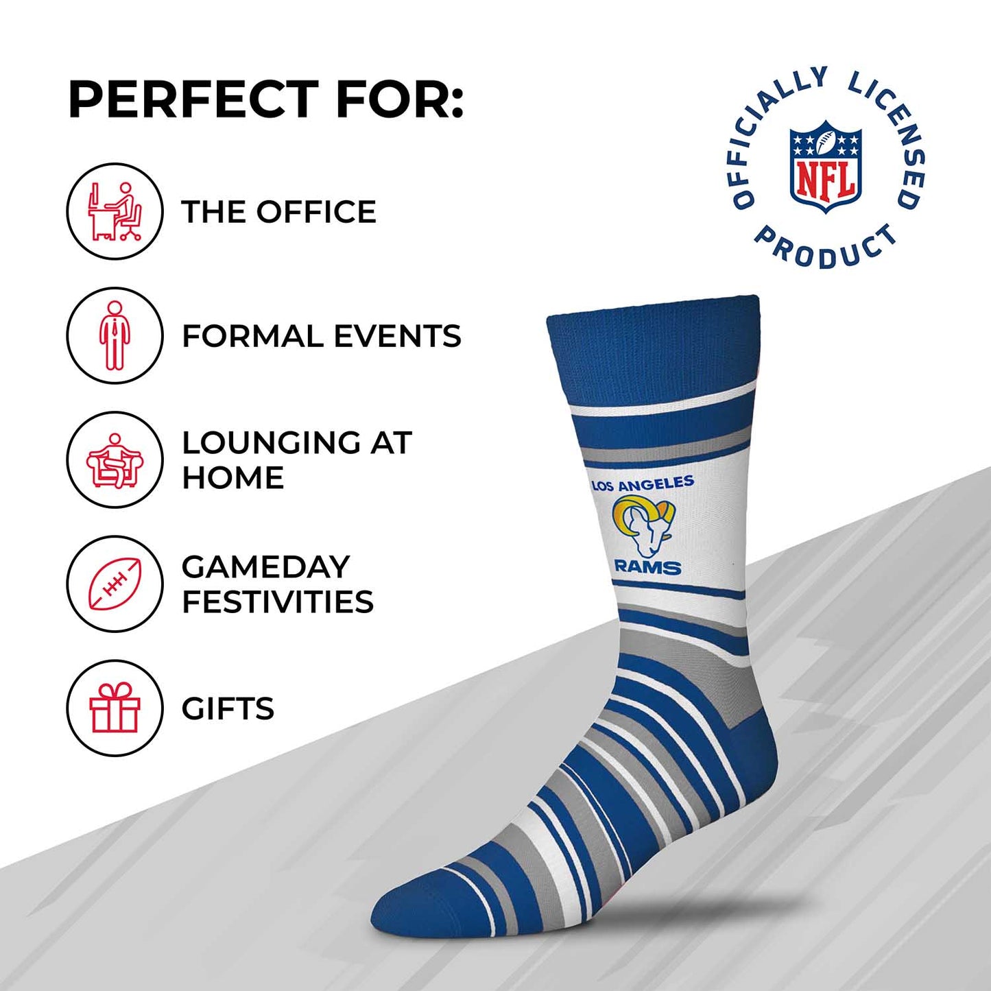 Los Angeles Rams NFL Adult Striped Dress Socks - Blue