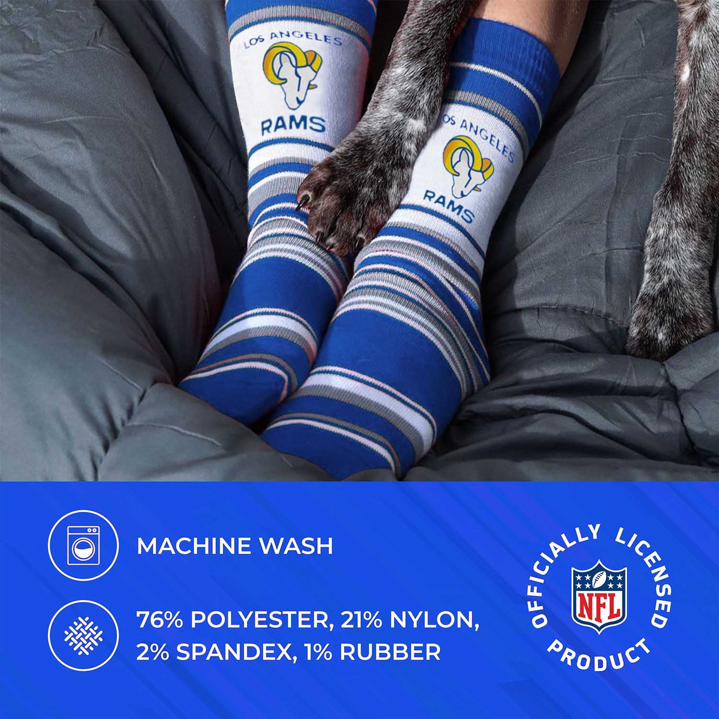 Los Angeles Rams NFL Adult Striped Dress Socks - Blue