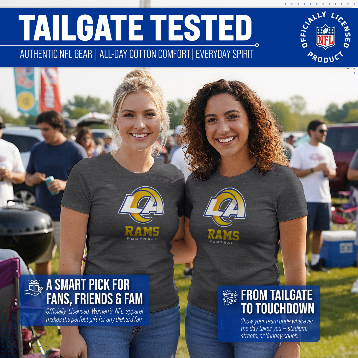 Los Angeles Rams Women's NFL Ultimate Fan Logo Short Sleeve T-Shirt - Charcoal