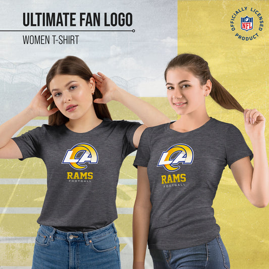 Los Angeles Rams Women's NFL Ultimate Fan Logo Short Sleeve T-Shirt - Charcoal