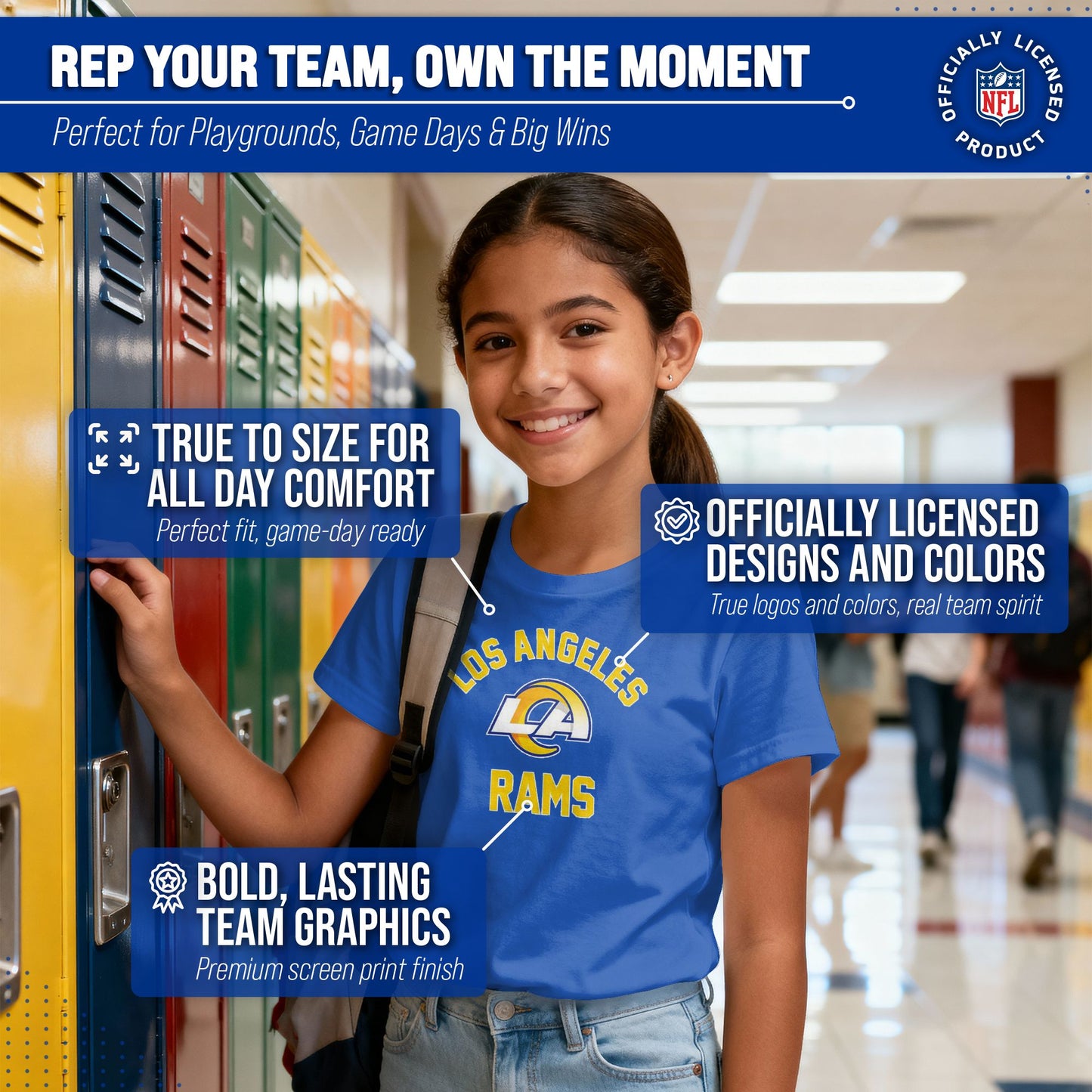 Los Angeles Rams NFL Youth Gameday Football T-Shirt - Royal