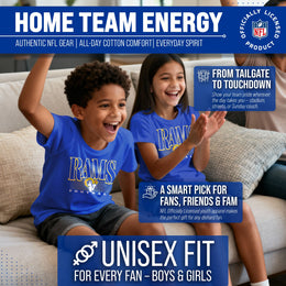 Los Angeles Rams NFL Youth Overtime Blueprint Football T-Shirt Unisex Tag Free Comfortable - Royal