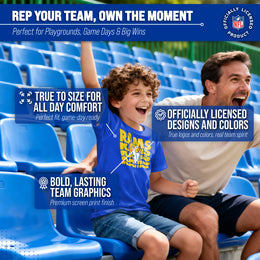 Los Angeles Rams NFL Youth Repeating Logo Football T-Shirt Unisex Tag Free Comfortable - Royal