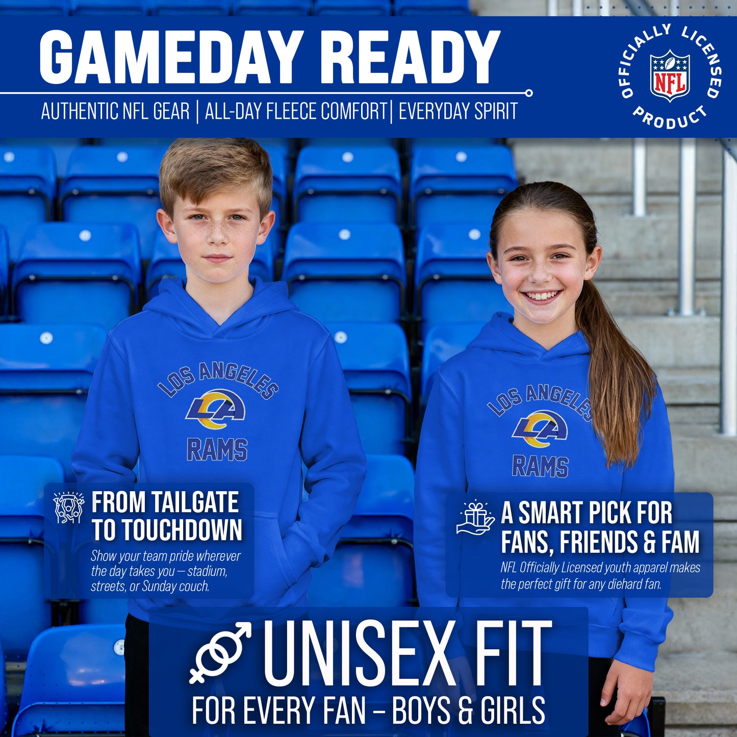 Los Angeles Rams NFL Youth Gameday Hooded Sweatshirt - Royal