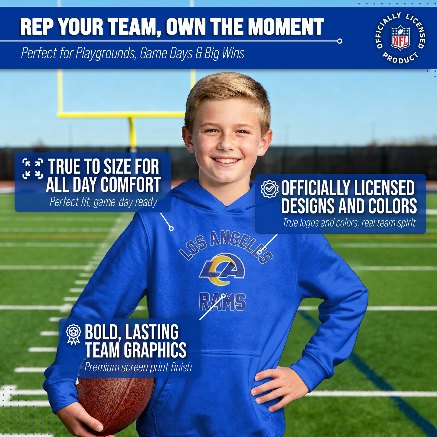 Los Angeles Rams NFL Youth Gameday Hooded Sweatshirt - Royal