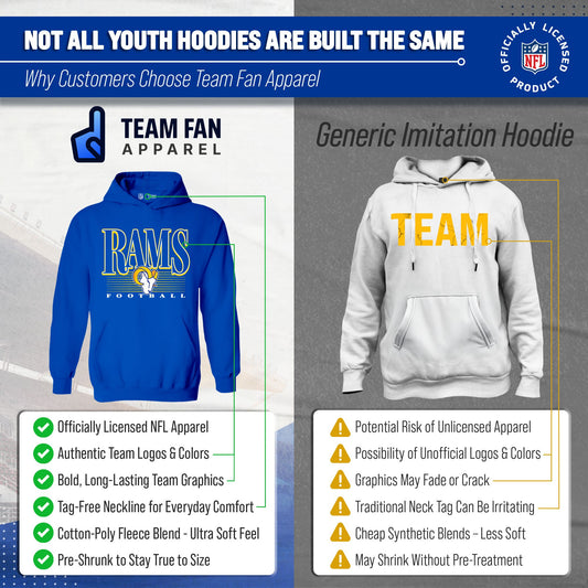 Los Angeles Rams NFL Youth Overtime Blueprint Football Fleece Hooded Sweatshirt - Royal
