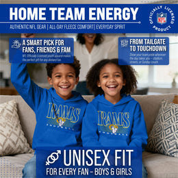 Los Angeles Rams NFL Youth Overtime Blueprint Football Fleece Hooded Sweatshirt - Royal