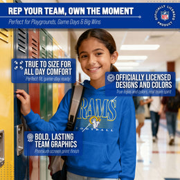 Los Angeles Rams NFL Youth Overtime Blueprint Football Fleece Hooded Sweatshirt - Royal