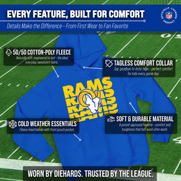 Los Angeles Rams NFL Youth Repeating Logo Football Fleece Hooded Sweatshirt - Royal