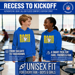 Los Angeles Rams NFL Youth Repeating Logo Football Fleece Hooded Sweatshirt - Royal