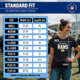 Los Angeles Rams NFL Women's Team Block Charcoal Tagless T-Shirt - Charcoal