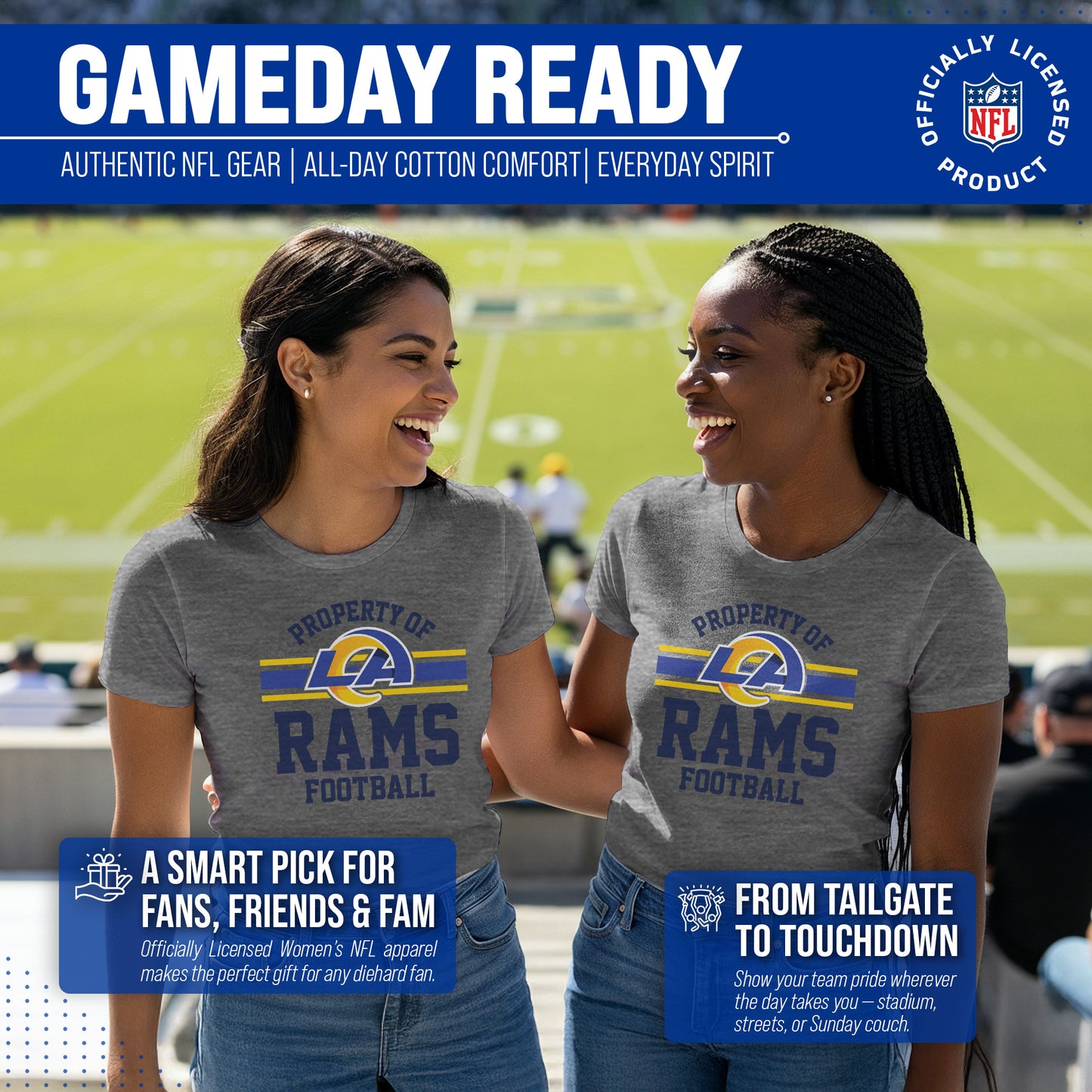 Los Angeles Rams NFL Womens Short Sleeve Property of Tshirt - Gray