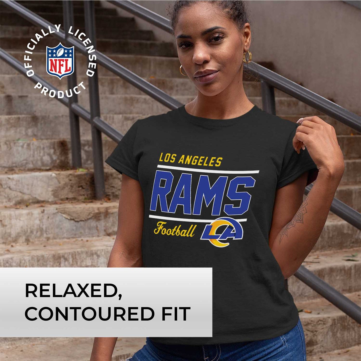 Los Angeles Rams NFL Gameday Women's Relaxed Fit T-shirt - Black
