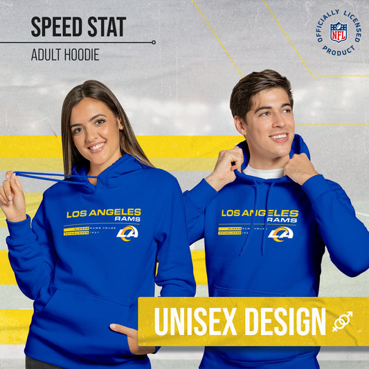 Los Angeles Rams Adult NFL Speed Stat Sheet Fleece Hooded Sweatshirt - Royal