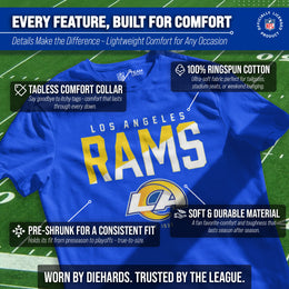 Los Angeles Rams Adult NFL Diagonal Fade Color Block T-Shirt - Royal