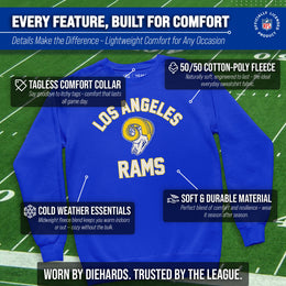 Los Angeles Rams NFL Adult Unisex Retro Gameday Ultra Soft Fleece Crewneck Sweatshirt - Royal