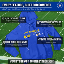 Los Angeles Rams Adult NFL Speed Stat Sheet Fleece Hooded Sweatshirt - Royal