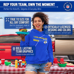 Los Angeles Rams Adult NFL Speed Stat Sheet Fleece Hooded Sweatshirt - Royal