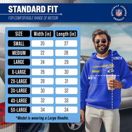 Los Angeles Rams Adult NFL Speed Stat Sheet Fleece Hooded Sweatshirt - Royal