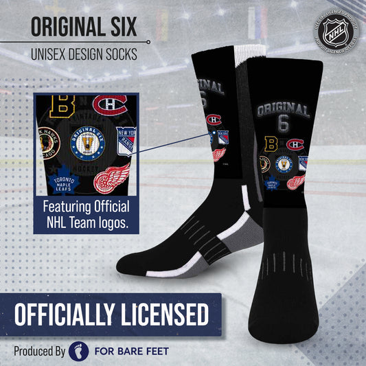 Original Six Adult NHL Original 6 Montage Crew Socks - Black