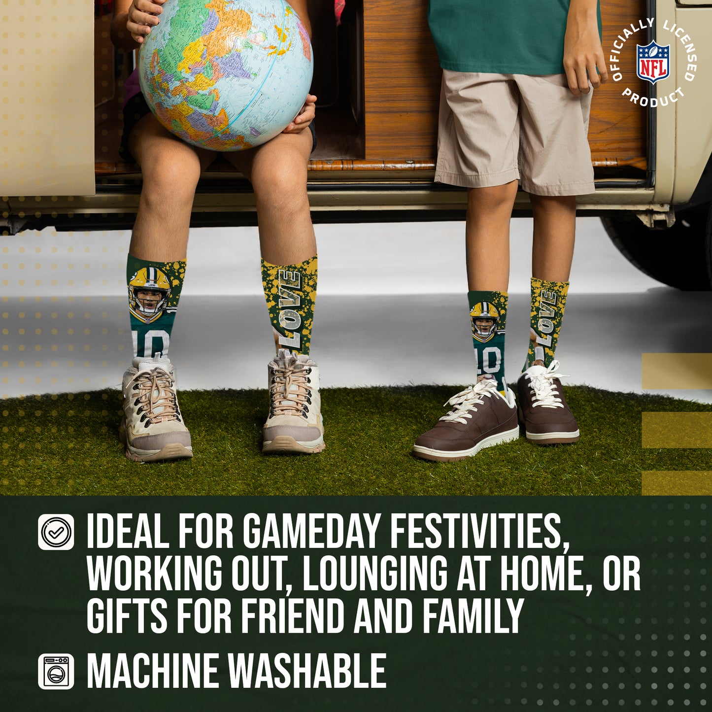 NFL Adult  Ultimate Fan All Over Logo Crew Socks - Gray