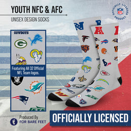 NFL Youth  Ultimate Fan All Over Logo Crew Socks - Gray