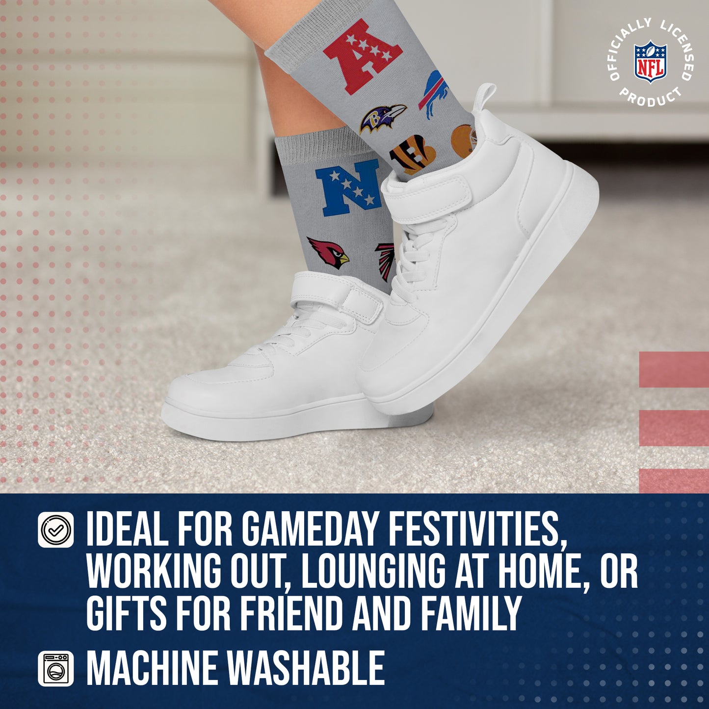 NFL Youth  Ultimate Fan All Over Logo Crew Socks - Gray
