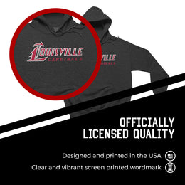 Louisville Cardinals NCAA Adult Cotton Blend Charcoal Hooded Sweatshirt - Charcoal