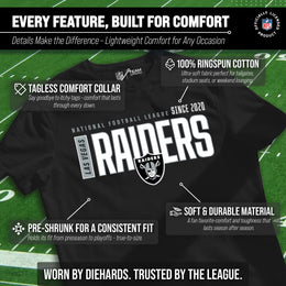 Las Vegas Raiders NFL Youth Modern Endzone Football T-Shirt Unisex Tag Free Comfortable - Black