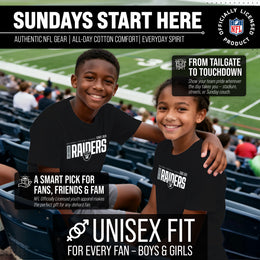 Las Vegas Raiders NFL Youth Modern Endzone Football T-Shirt Unisex Tag Free Comfortable - Black