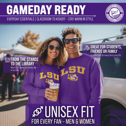 LSU Tigers Adult Arch & Logo Soft Style Gameday Crewneck Sweatshirt - Purple